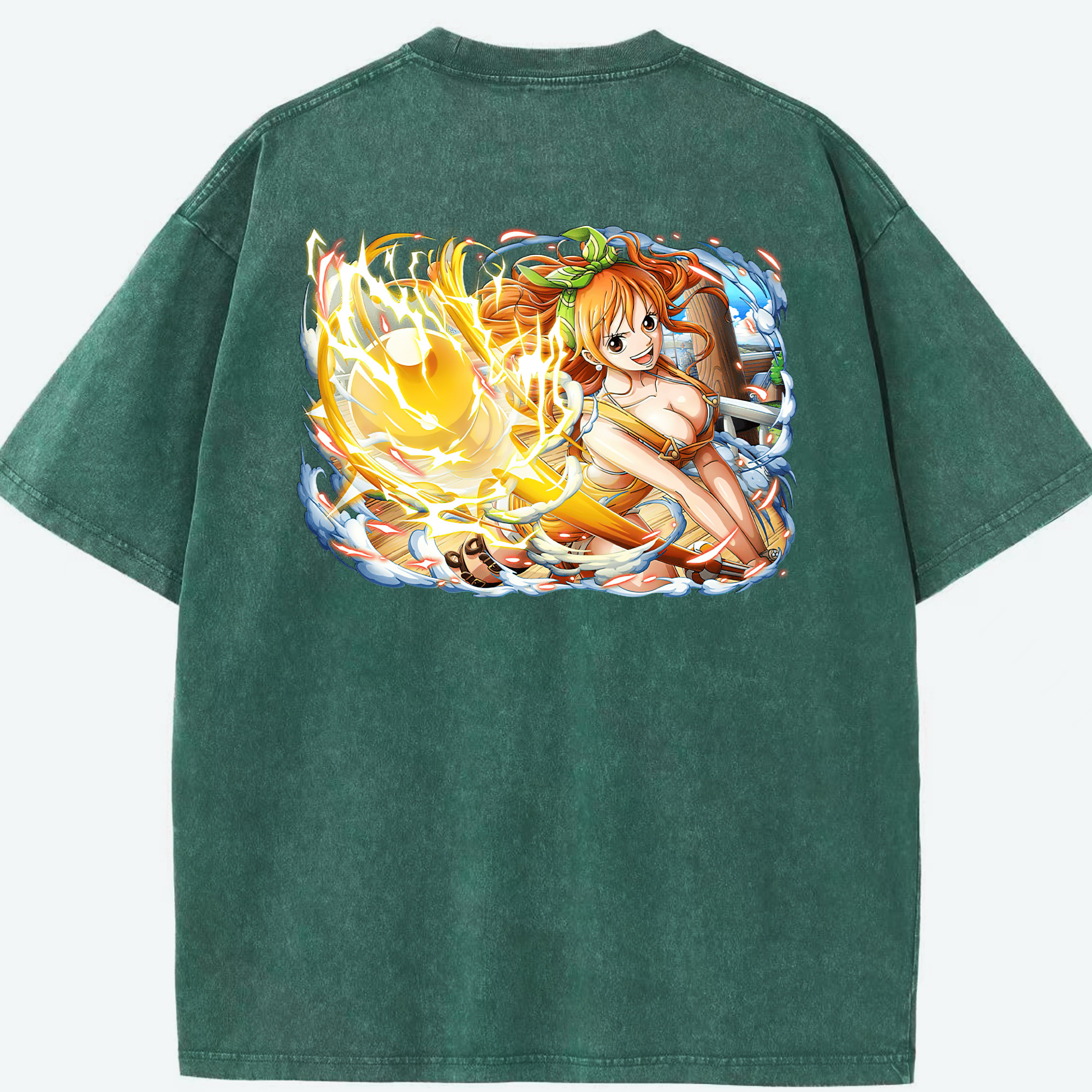 ワンピース ナミ ONE PIECE Nami 綿100% ヴィンテージ風 半袖Tシャツ（背面プリント）